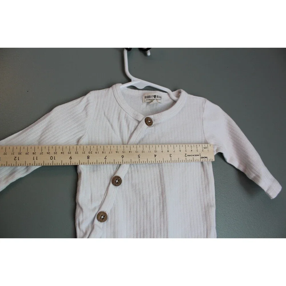 Rabbit & Bear One Piece Long Sleeve Bodysuit White Button Baby Size 6-9M